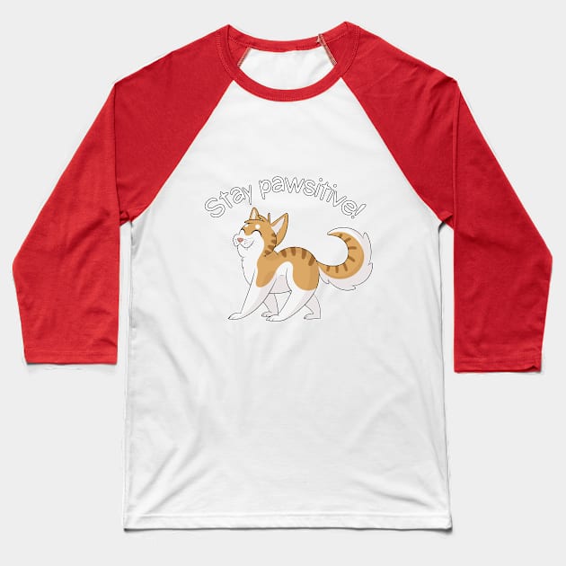 Stay pawsitive! Baseball T-Shirt by IkariMonster